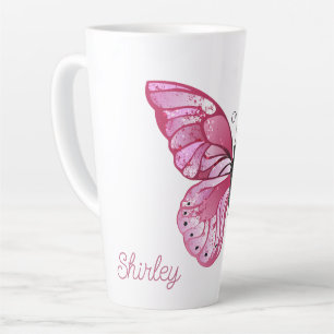 Butterfly Blossom Latte Mug with Custom Name