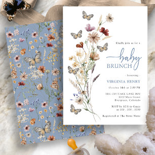 Butterfly Blue Baby Shower Invitation