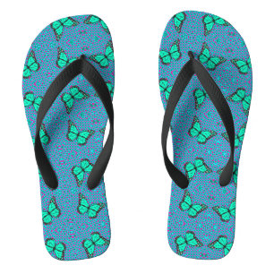 BUTTERFLY BLUE FLIP FLOPS