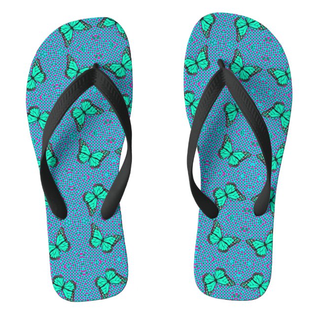 BUTTERFLY BLUE FLIP FLOPS (Footbed)