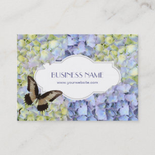Butterfly & Blue Hydrangea Flowers Business Cards