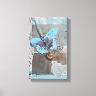 Butterfly Blue Mixed Media Art Canvas Print