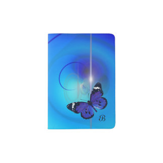 Butterfly Blue Monogram Passport Holder