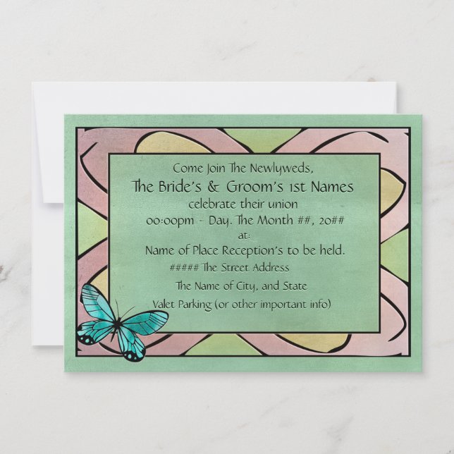 Butterfly Blue on Emerald Green Invitation (Front)