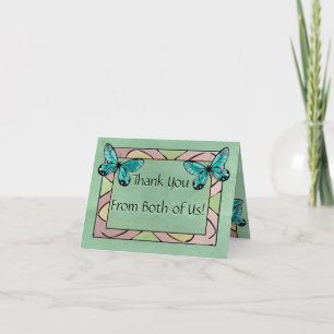 Butterfly Blue on Emerald Green Thank You Card