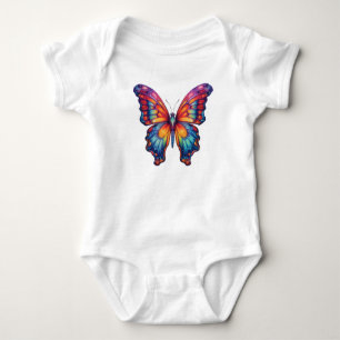 Butterfly Blue Orange Wings Baby Bodysuit