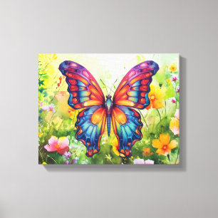 Butterfly Blue Orange Wings Canvas Print