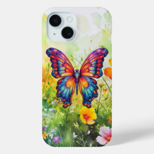 Butterfly Blue Orange Wings iPhone 15 Case
