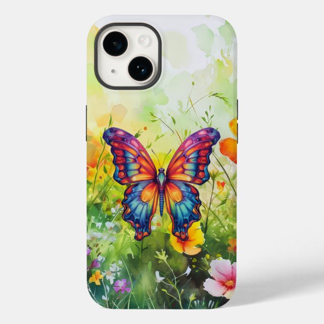 Butterfly Blue Orange Wings Case-Mate iPhone Case (Back)