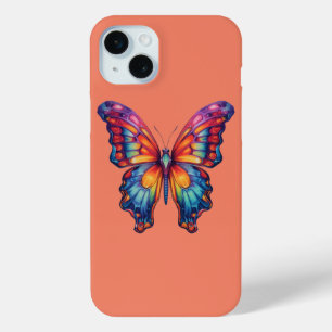 Butterfly Blue Orange Wings iPhone 15 Mini Case