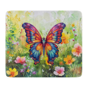 Butterfly Blue Orange Wings Cutting Board
