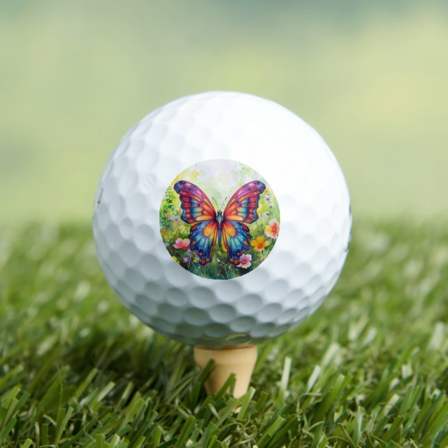 Butterfly Blue Orange Wings Golf Balls (Insitu Tee)