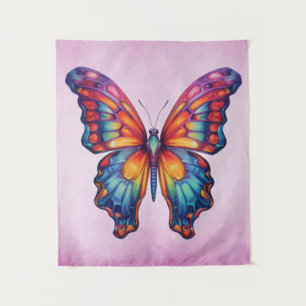 Butterfly Blue Orange Wings Tapestry