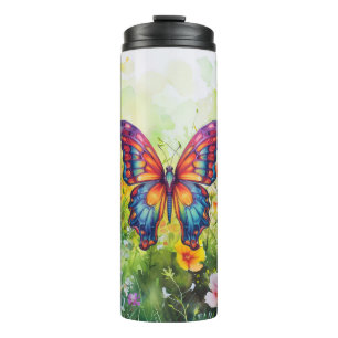 Butterfly Blue Orange Wings Thermal Tumbler