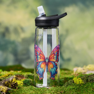 Butterfly Blue Orange Wings Water Bottle