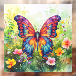 Butterfly Blue Orange Wings Window Cling