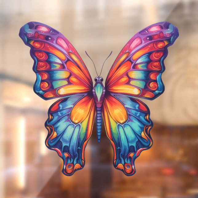 Butterfly Blue Orange Wings Window Cling (Sheet 2)