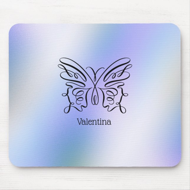 Butterfly Blue Purple Holographic Background Mouse Mat (Front)