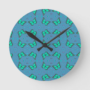 BUTTERFLY BLUE ROUND CLOCK