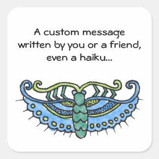 Butterfly Blue Square Sticker