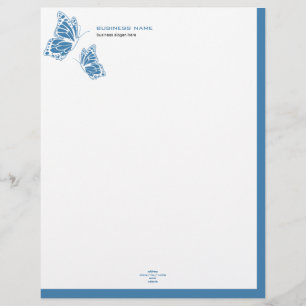 Butterfly Blue & White Elegant Modern Simple 2 Letterhead Template