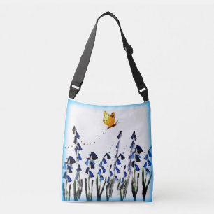 Butterfly Bluebells Floral Nature Crossbody Bag