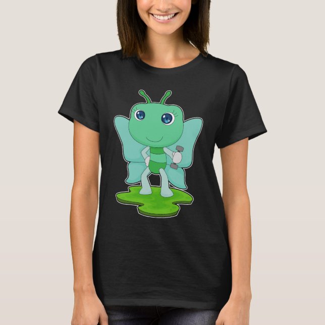 Butterfly Bodybuilder Dumbbell T-Shirt (Front)