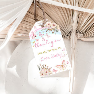 Butterfly Boho Floral Girl Birthday Gift tags