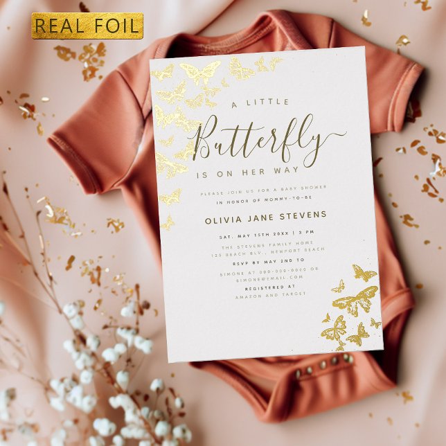 Butterfly Boho Frame Gold Elegant Girl Baby Shower (Creator Uploaded)