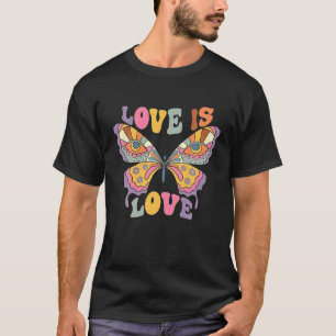 Butterfly Boho Rainbow Love Is Love LGBT Gay Lesbi T-Shirt