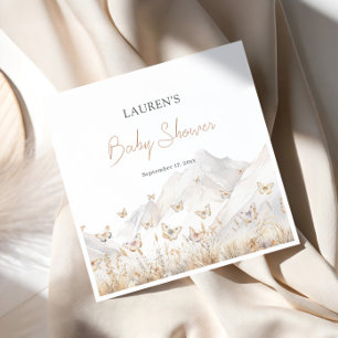 Butterfly Boho Wildflower Baby Shower Napkin