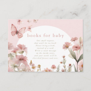 Butterfly Books for Baby pink floral wildflowers Enclosure Card