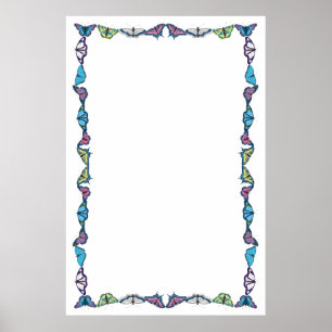 Butterfly Border on Blank Customizabl Background Poster