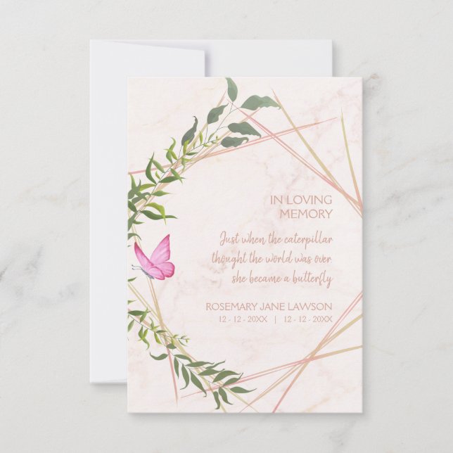 Butterfly Botanical Funeral Loved One Deceased Invitation (Front)