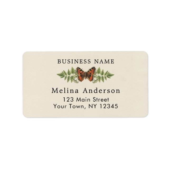 Butterfly Botanical Vintage Custom Label (Front)