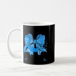 Butterfly Bow I Wear Blue For Diabetes Awareness Coffee Mug