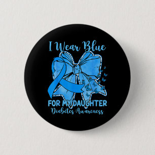Butterfly Bow Wear Blue For Daughter Diabetes 6 Cm Round Badge