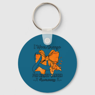 Butterfly bow wear orange for kidney cancer key ring