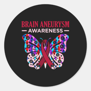 Butterfly Brain Aneurysm Awareness Month Support G Classic Round Sticker