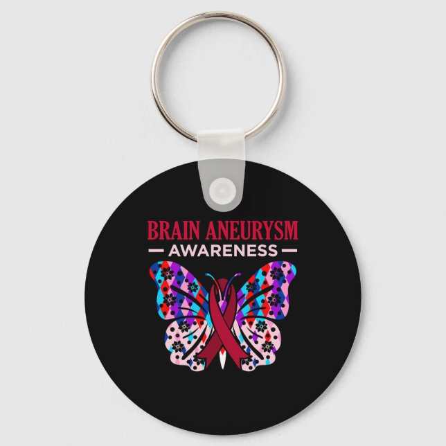 Butterfly Brain Aneurysm Awareness Month Support G Key Ring (Front)