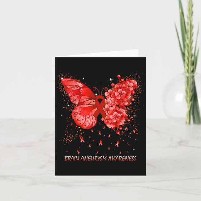 Butterfly Brain Aneurysm Awareness Ribbon  Card (Front)