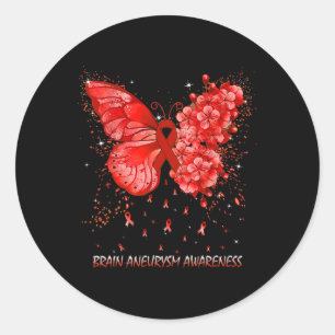 Butterfly Brain Aneurysm Awareness Ribbon Classic Round Sticker