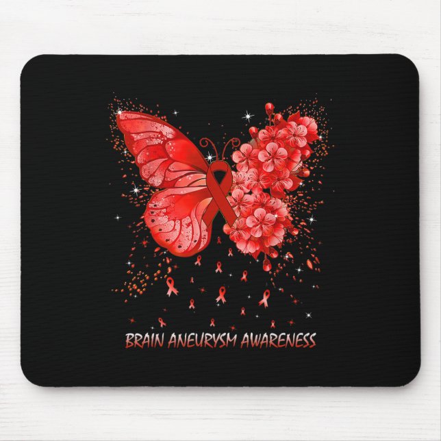 Butterfly Brain Aneurysm Awareness Ribbon  Mouse Mat (Front)