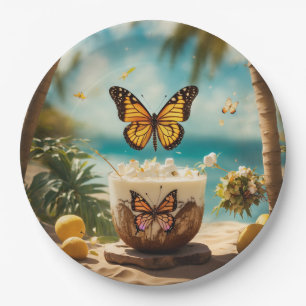 "Butterfly Breezes: Embrace Summer's Lightness" Paper Plate