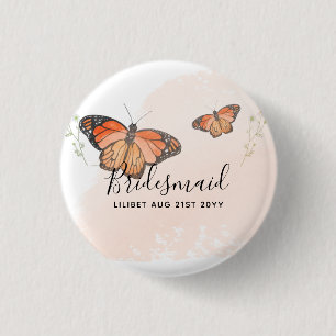 Butterfly Bridal Party Gifts Bridesmaid Personaliz 3 Cm Round Badge
