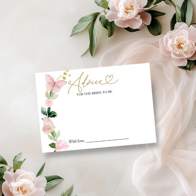 Butterfly Bridal Shower Advice for the Bride Card (Creator Uploaded)