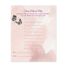 Butterfly Bridal Shower Age Game