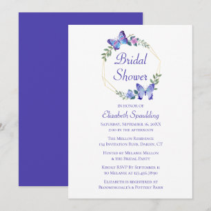 Butterfly Bridal Shower Butterflies Blue Spring Invitation