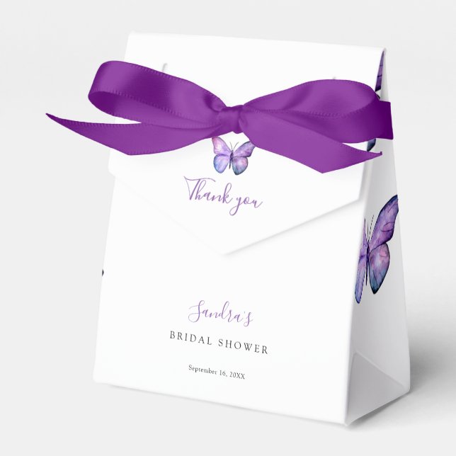Butterfly Bridal Shower Elegant Thank you Script   Favour Box (Front Side)