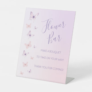 Butterfly Bridal Shower Flower Bar Pedestal Sign